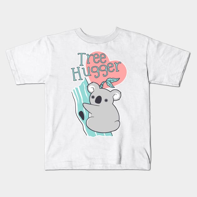 Tree Huggin' Koala Kids T-Shirt by SarahJoncas